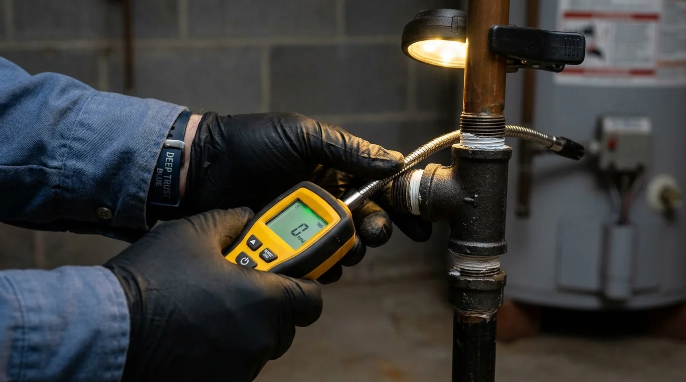 Gas leak detection with electronic sniffer by Johns Plumbing LLC in Alpaugh