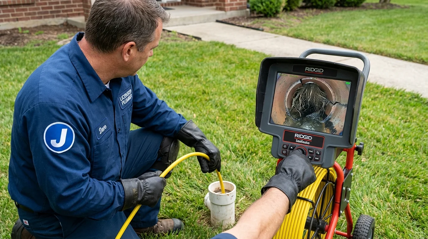 Sewer camera inspection being performed by Johns Plumbing LLC in Alpaugh